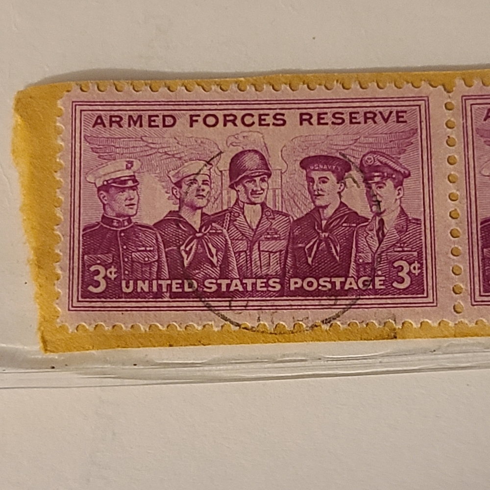 Unique Vintage Purple Armed Forces Reserve Stamp